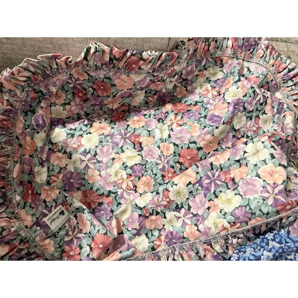 Longaberger Serving Tray Petunia Basket Liner Floral Fabric Ruffled Edge New